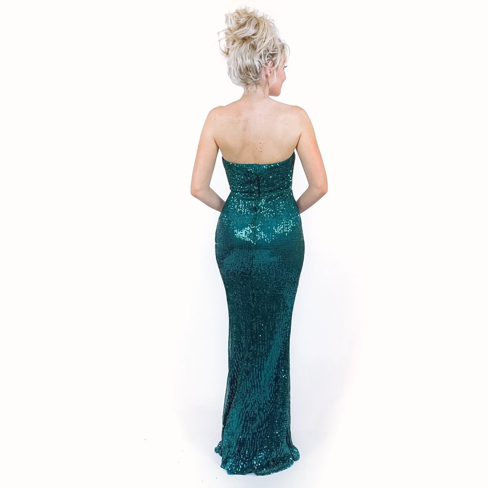 Green Sequin Pageant Prom Homecoming Formal Dress - Picture 5 of 8